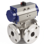 Pneumatic Actuated Three Way Flanged Ball Valve